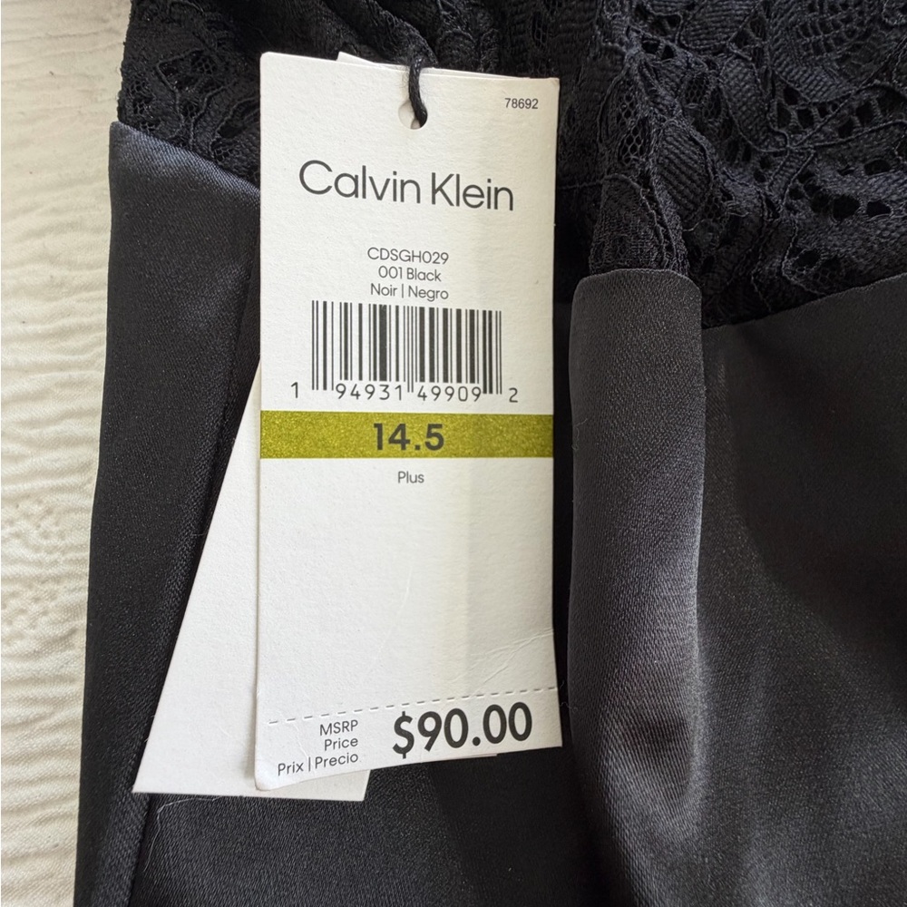 NWT Calvin Klein Girl’s Dress black satin size 14.5 - Picture 2 of 14